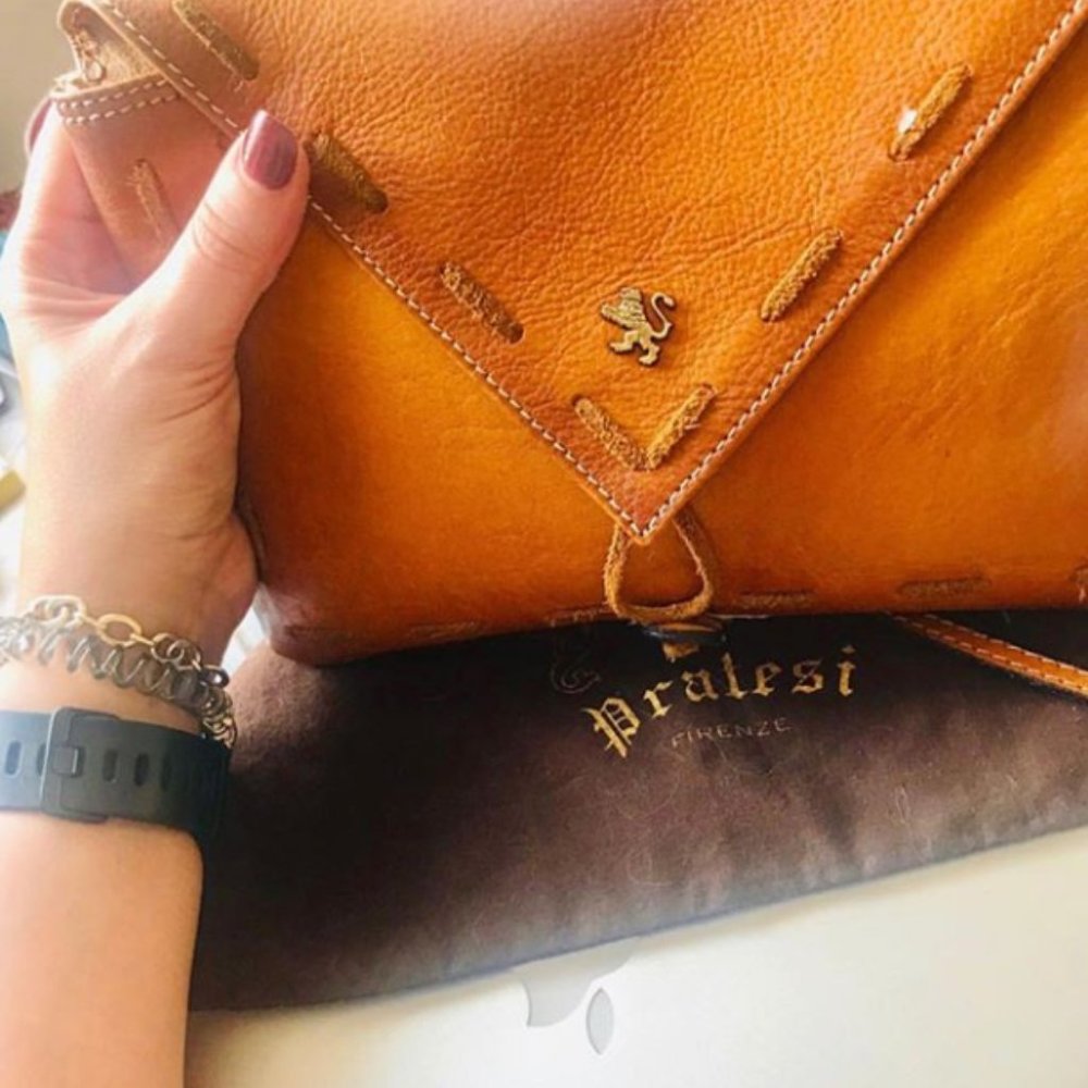 Pratesi Firenze Leather Clutch Crossbody Bag Italy